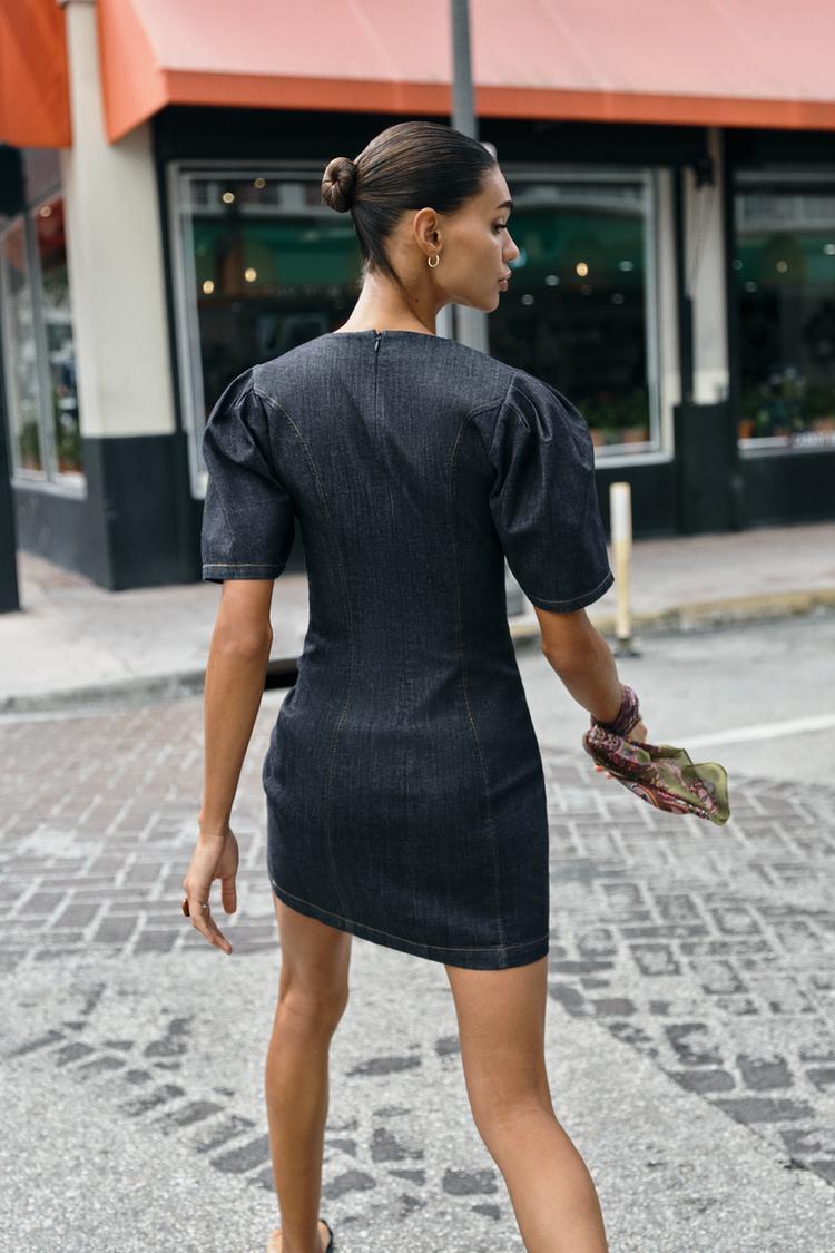 ROBE COURTE EN DENIM Z1975 À MANCHES BOUFFANTES