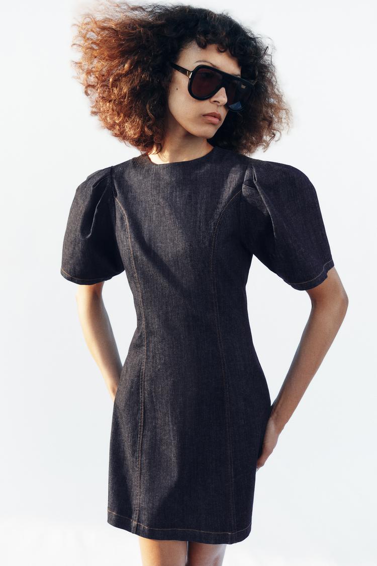 ROBE COURTE EN DENIM Z1975 À MANCHES BOUFFANTES