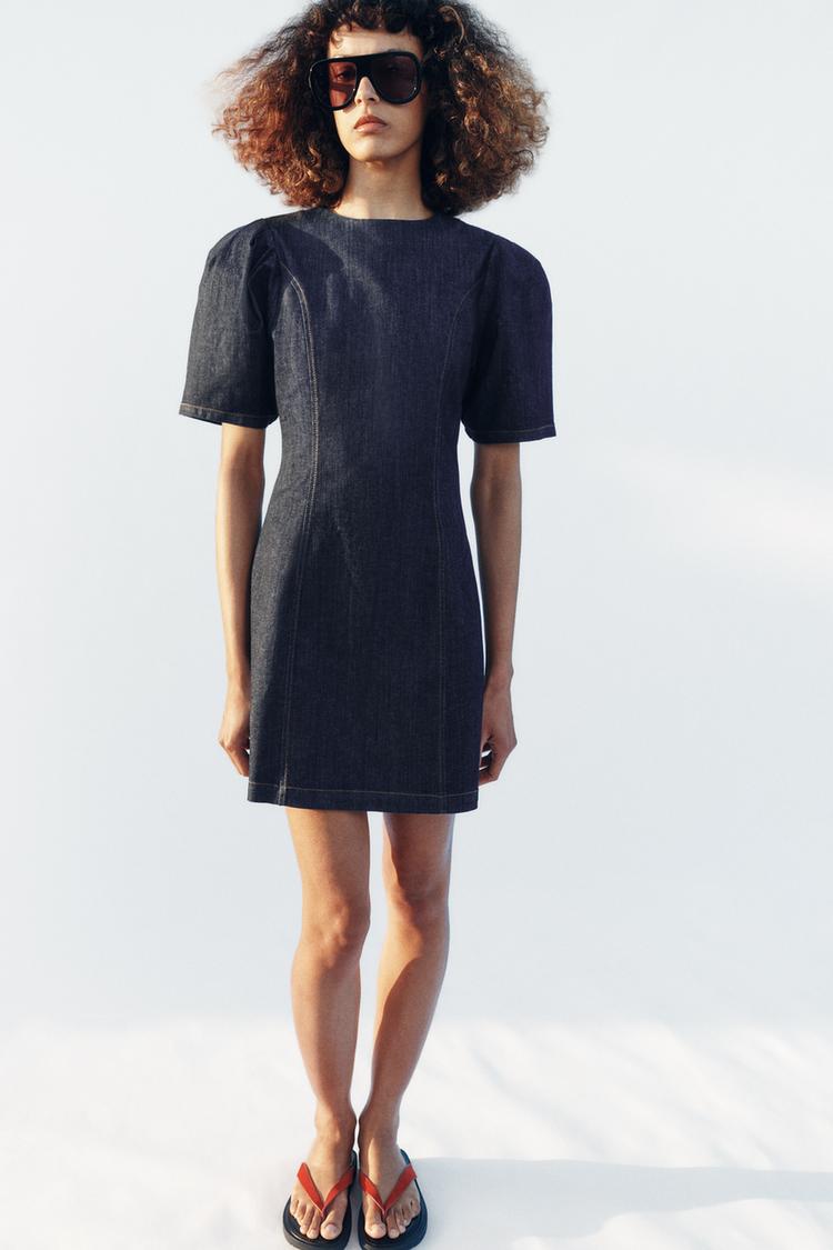 ROBE COURTE EN DENIM Z1975 À MANCHES BOUFFANTES