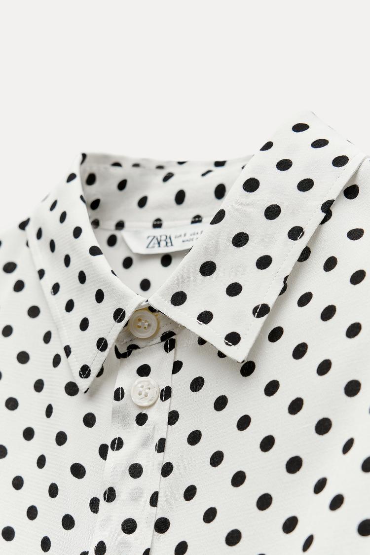 Chemise À Imprimé Pois Collection ZW Blanc Cassé