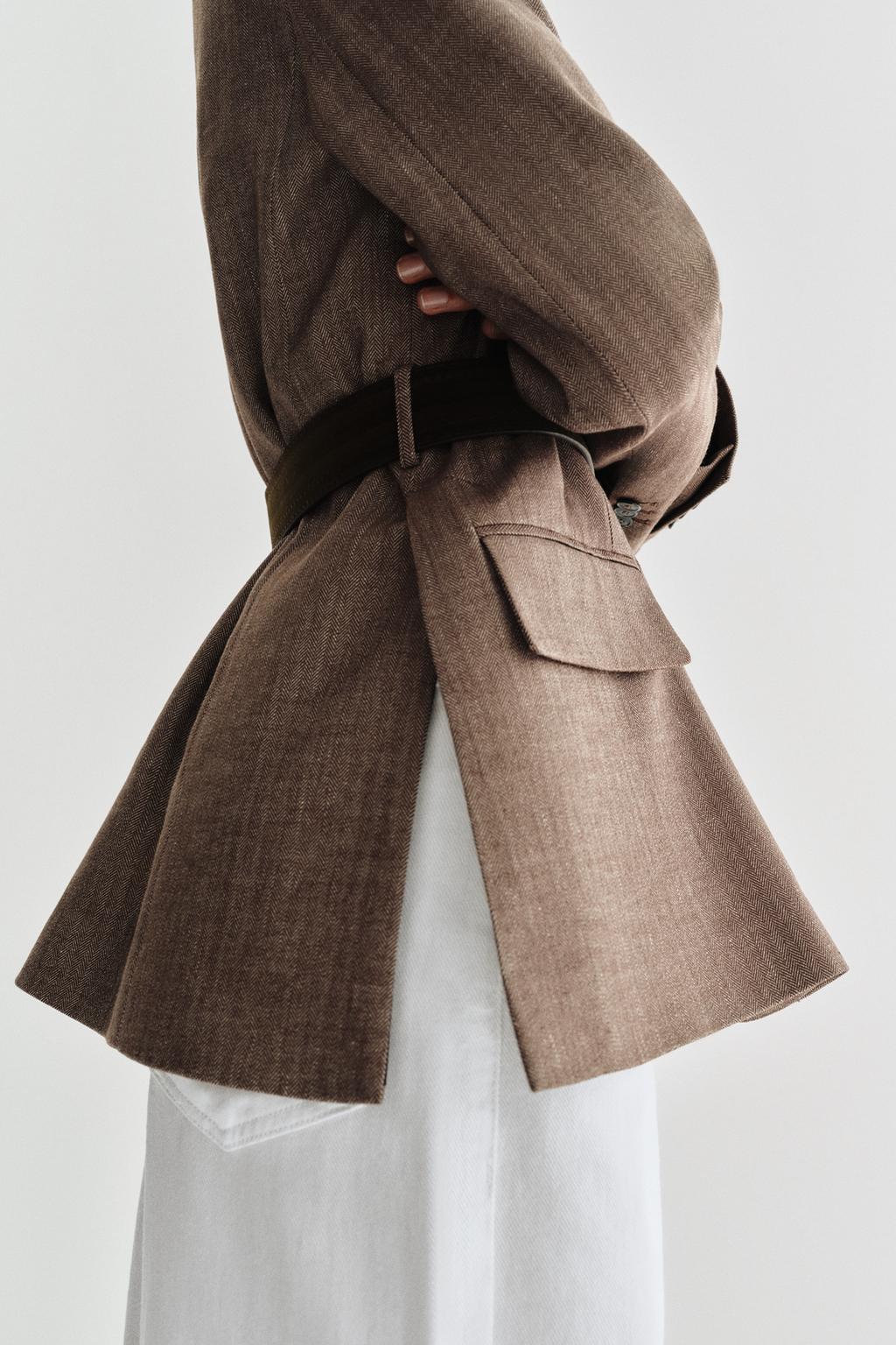 BLAZER À CHEVRONS SANS CEINTURE