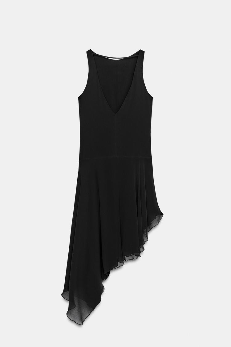 ROBE MI-LONGUE ASYMÉTRIQUE