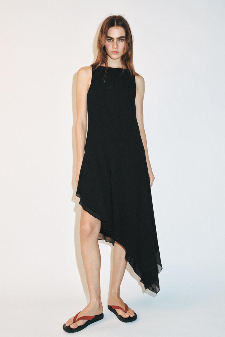 ROBE MI-LONGUE ASYMÉTRIQUE