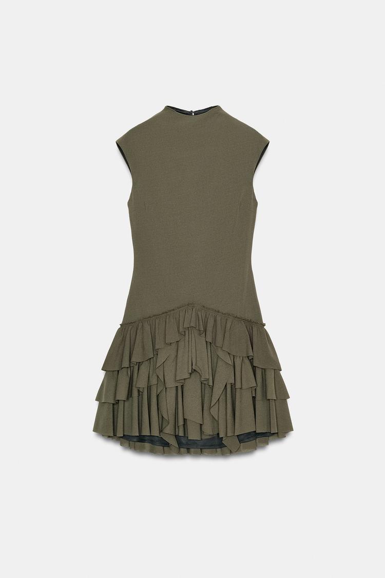 ROBE COURTE À VOLANTS