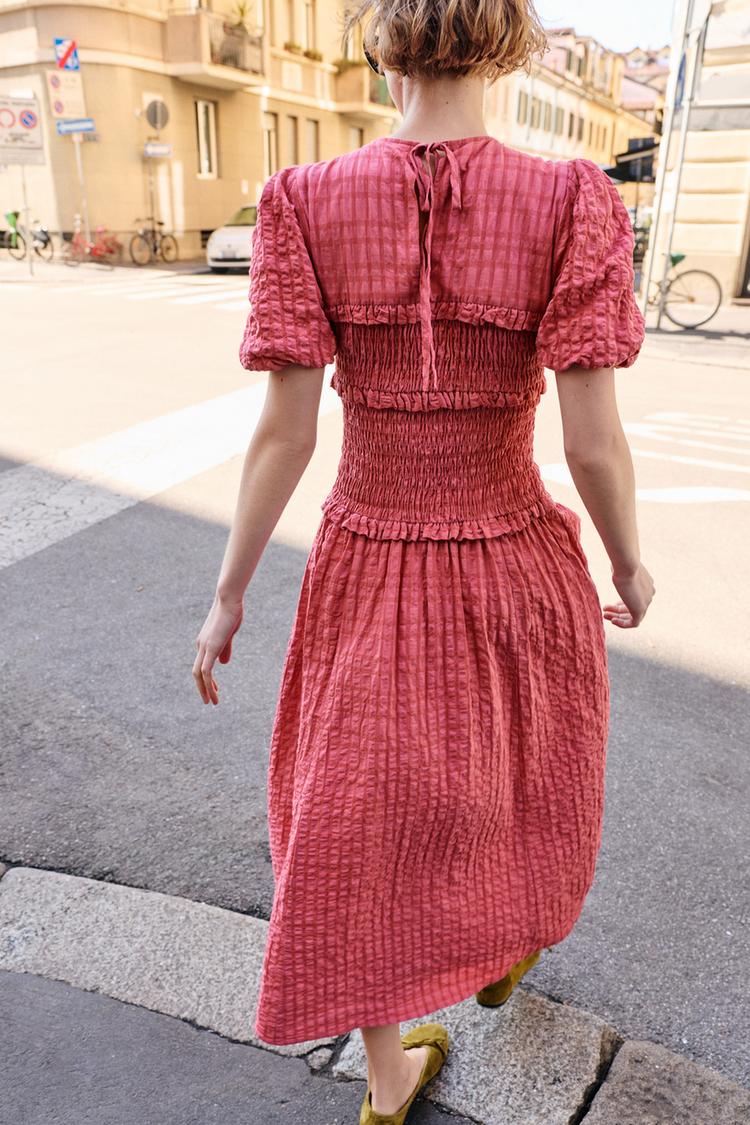ROBE MI-LONGUE NID D'ABEILLE
