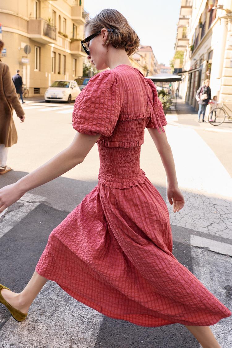 ROBE MI-LONGUE NID D'ABEILLE