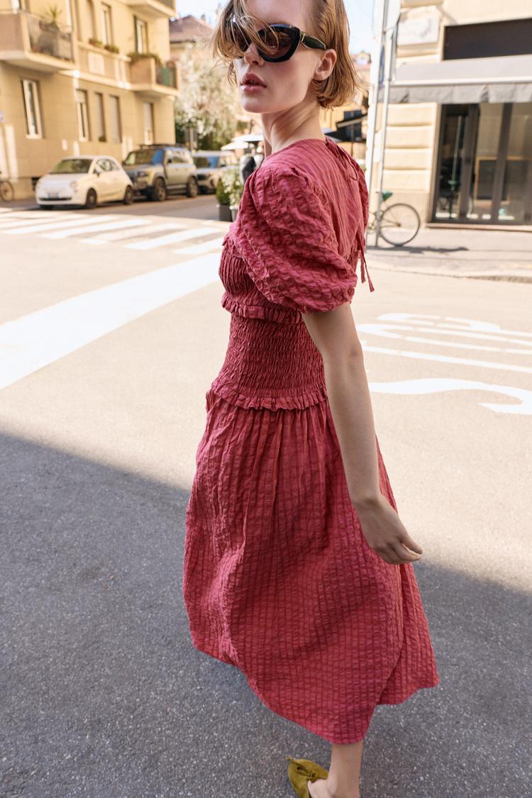 ROBE MI-LONGUE NID D'ABEILLE