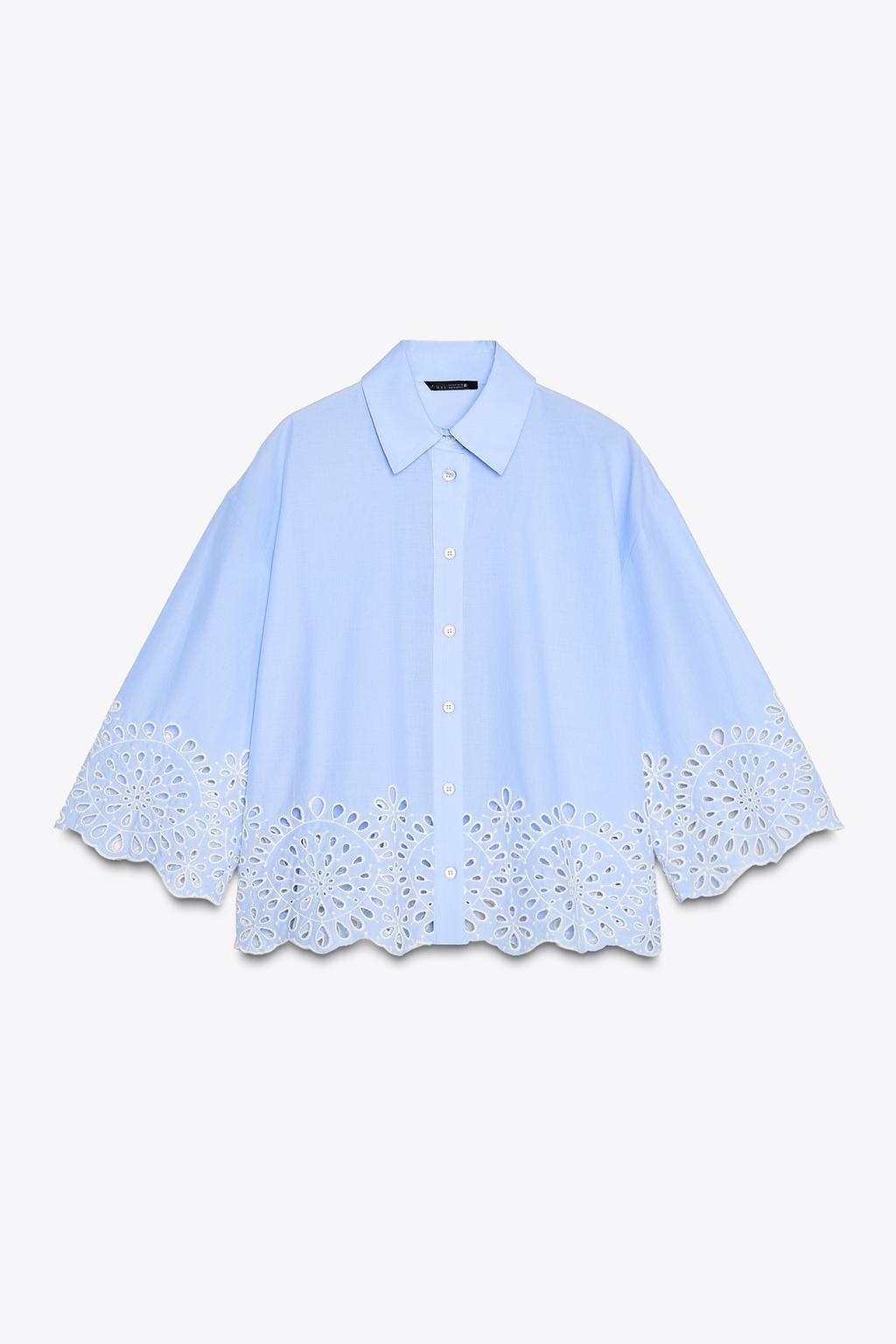 CHEMISE EN POPELINE À BRODERIES PERFORÉES