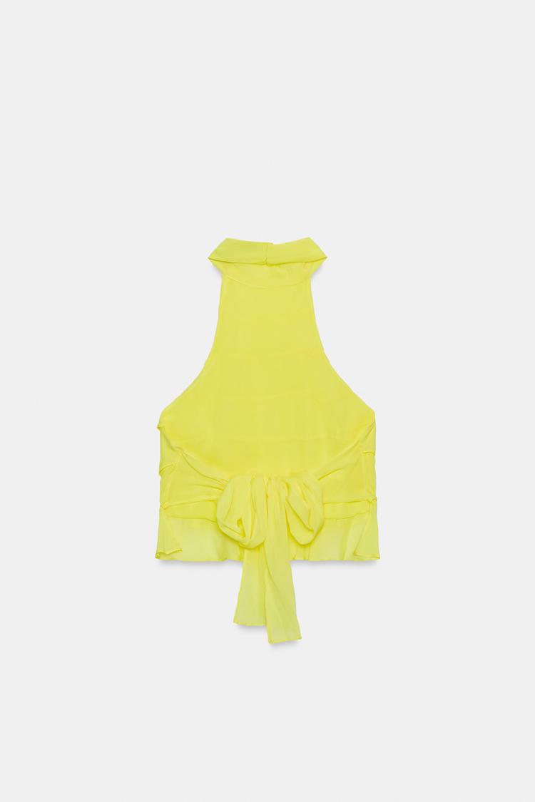 TOP GEORGETTE À ENCOLURE AMÉRICAINE