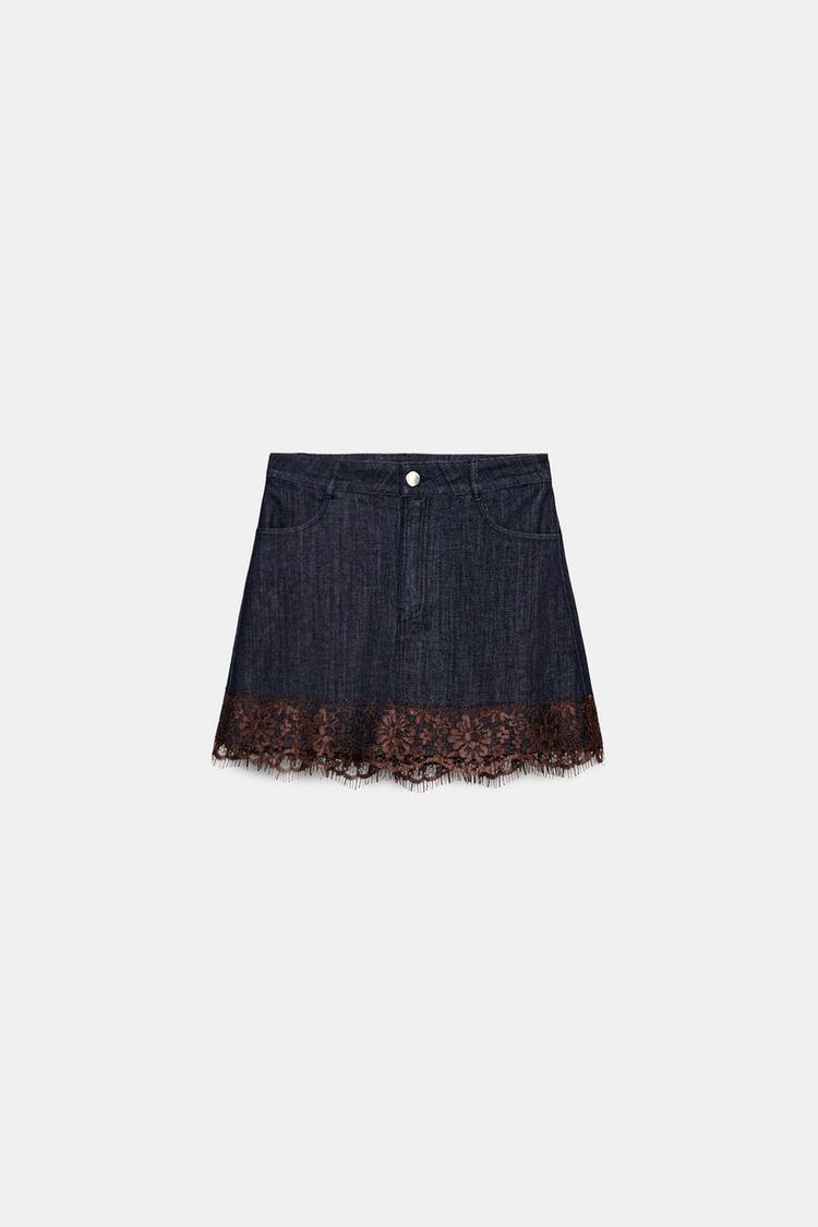 JUPE-PANTALON Z1975 EN JEAN ET DENTELLE