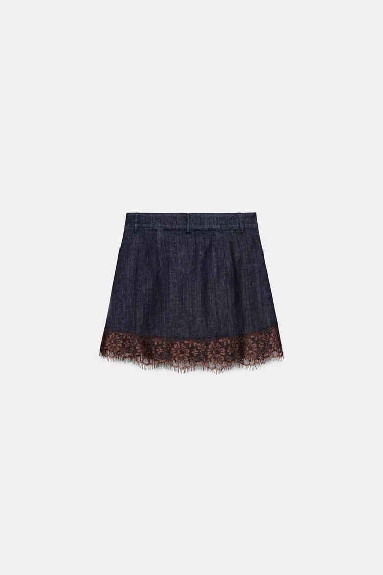 JUPE-PANTALON Z1975 EN JEAN ET DENTELLE