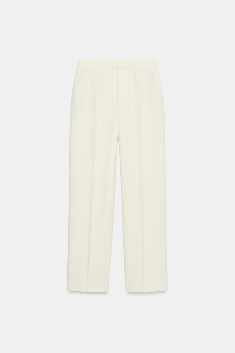ENSEMBLE BLAZER ÉPAULETTES ET PLUMES | PANTALON DROIT TAILLE HAUTE