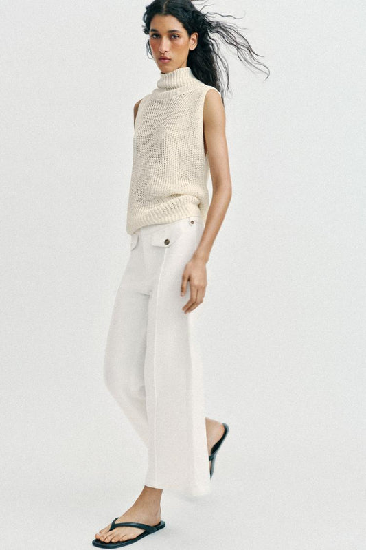 JUPE-CULOTTE EN TISSU RUSTIQUE