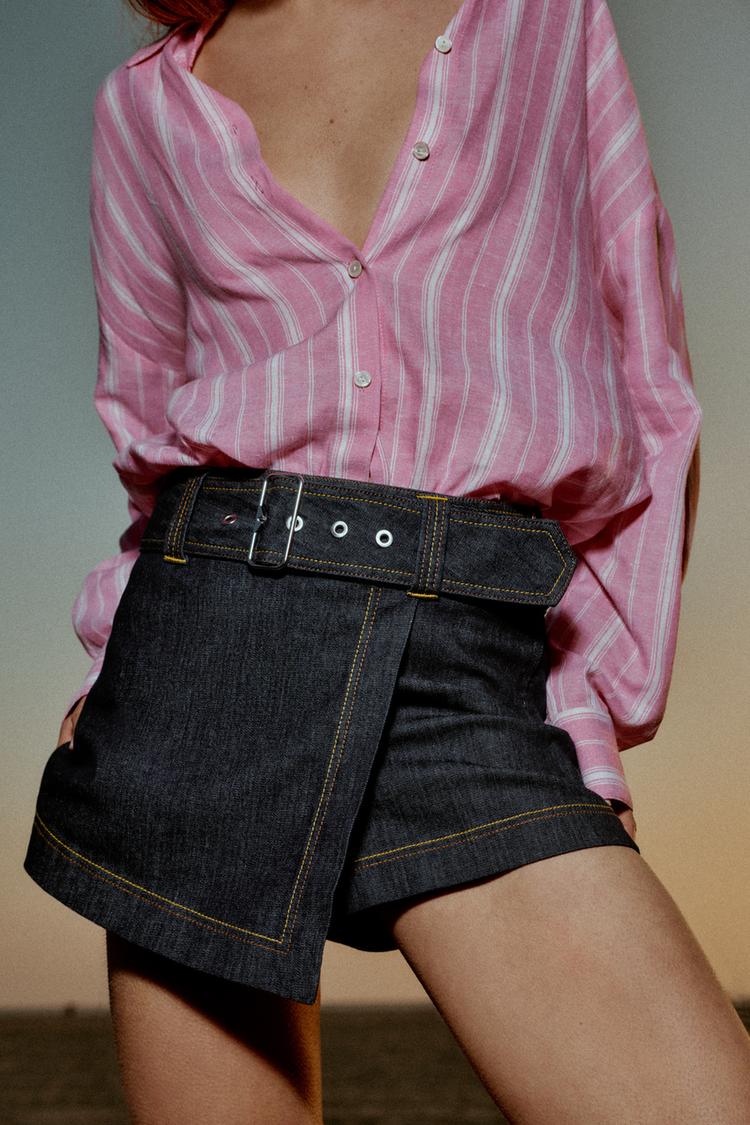 CHEMISE RAYURES OVERSIZE AVEC LIN