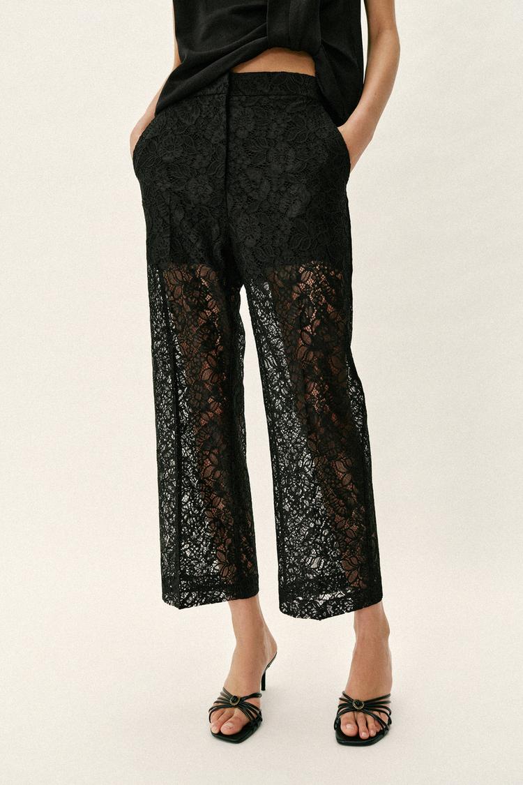 PANTALON DROIT DENTELLE