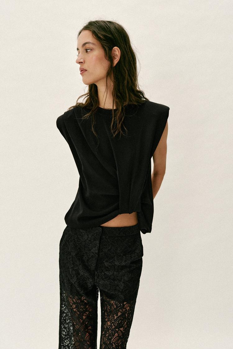 PANTALON DROIT DENTELLE