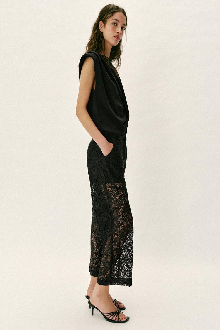 PANTALON DROIT DENTELLE