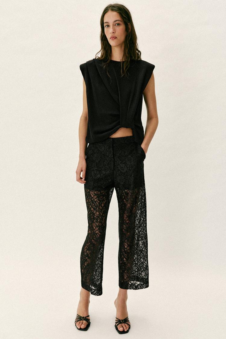 PANTALON DROIT DENTELLE