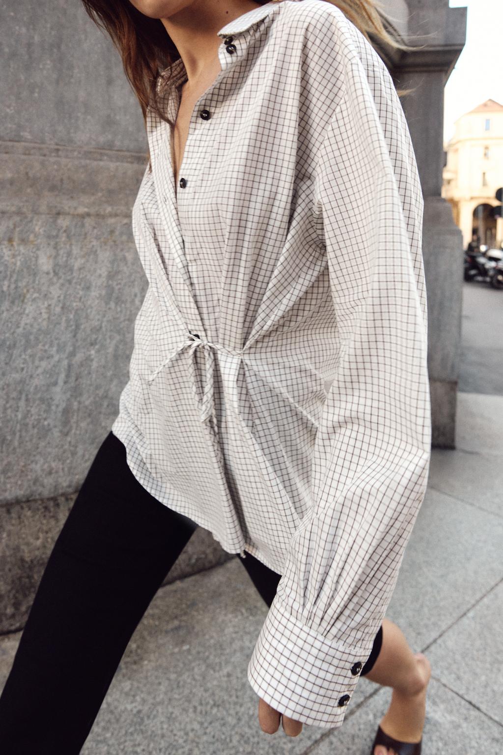 CHEMISE À CARREAUX AVEC NŒUD