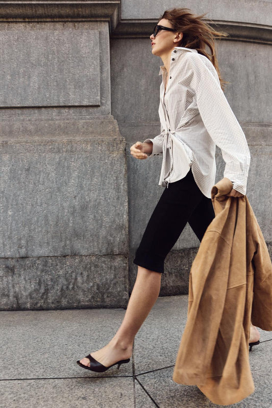 CHEMISE À CARREAUX AVEC NŒUD