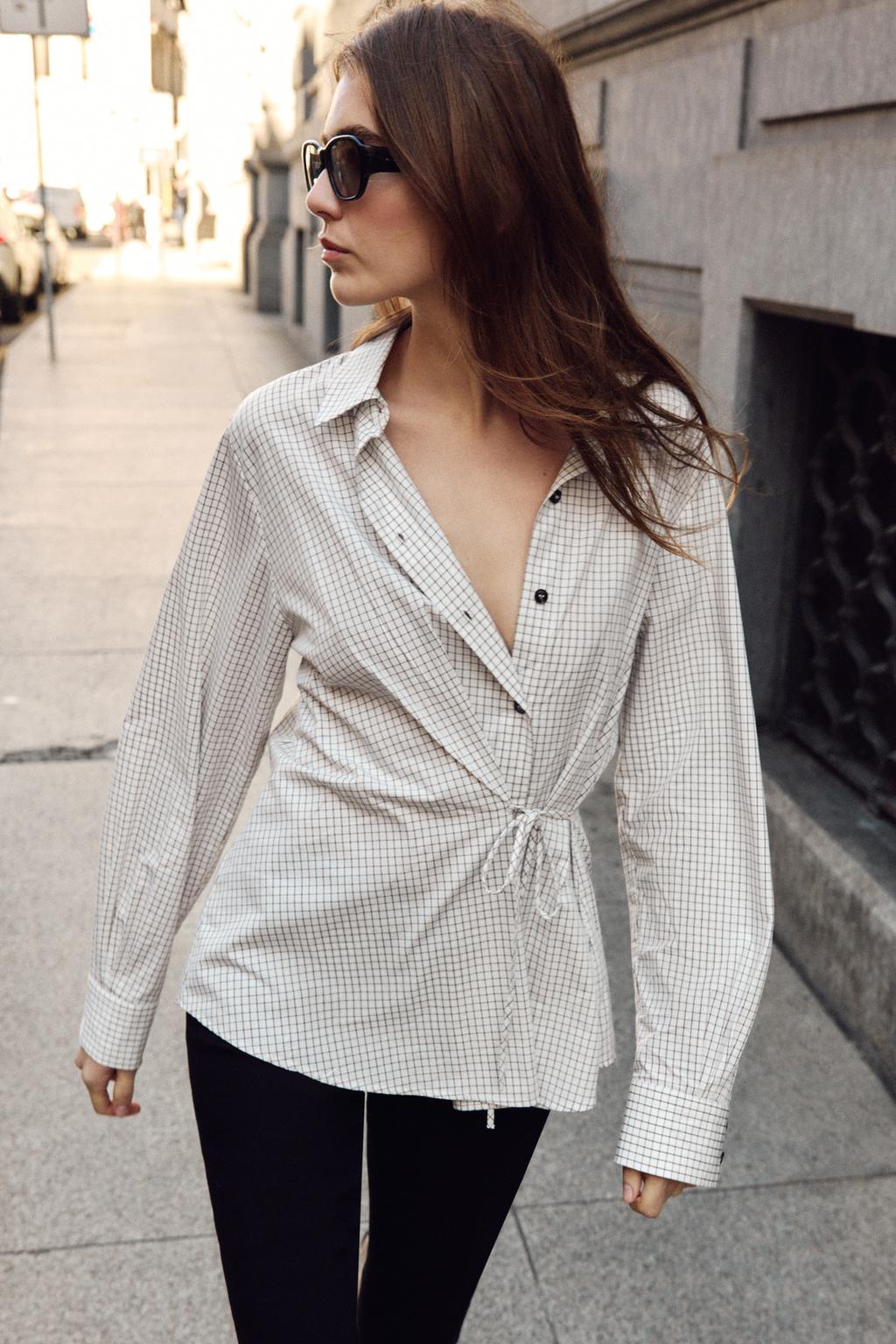 CHEMISE À CARREAUX AVEC NŒUD