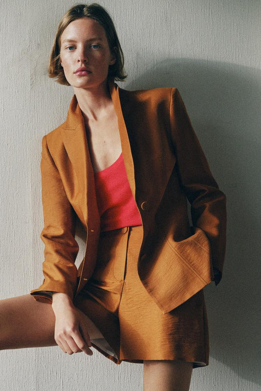 VESTE AVEC LIN BOUTON REVÊTU ENSEMBLE