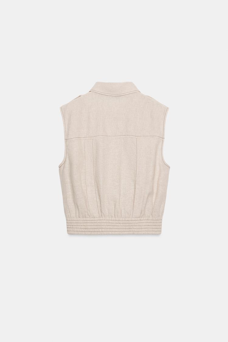 ENSEMBLE TOP | JUPE CROISÉE EN LIN À SURPIQÛRES
