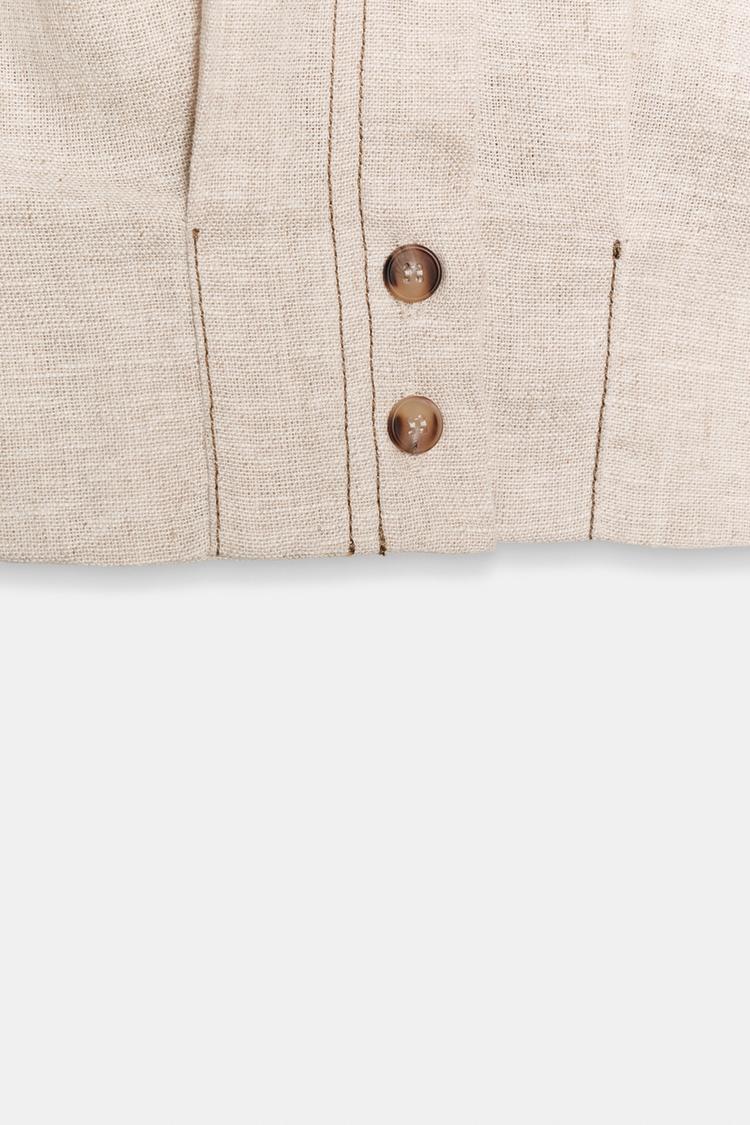 ENSEMBLE TOP | JUPE CROISÉE EN LIN À SURPIQÛRES