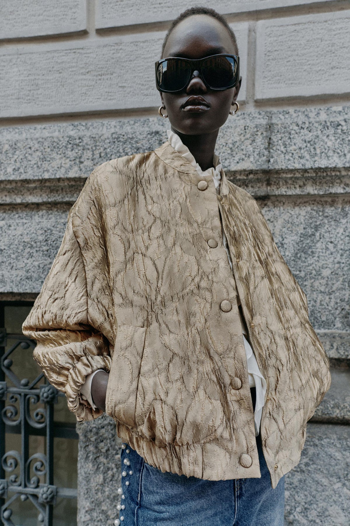 BLOUSON BOMBER JACQUARD FLORAL