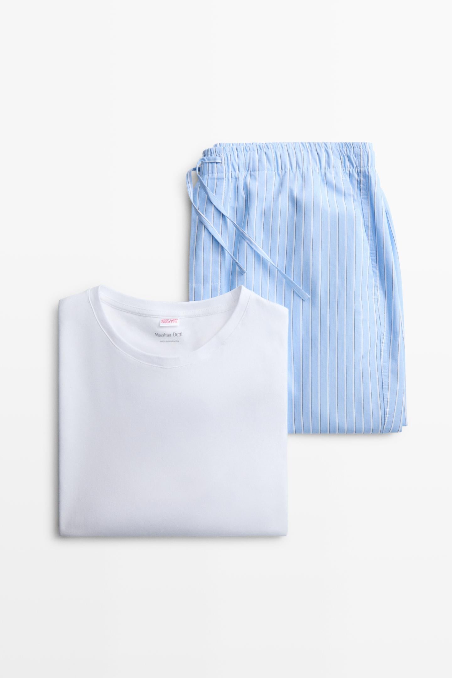 PYJAMA T-SHIRT MANCHES COURTES PANTALON RAYURES UNISEXE