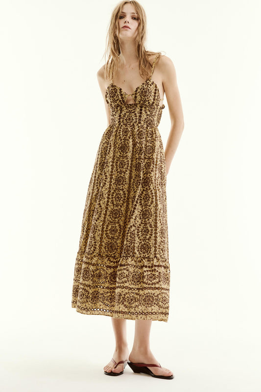 ROBE MIDI BRODERIES PERFORÉES CUT OUT