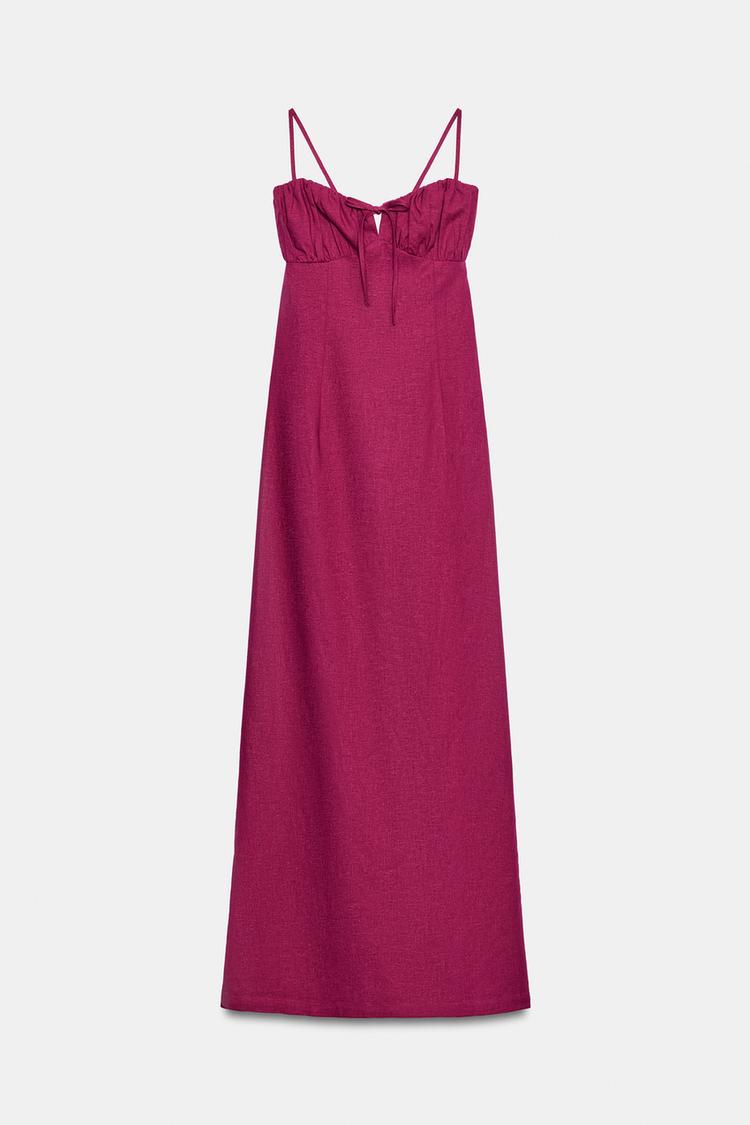 ROBE MIDI À BRETELLES AVEC LIN