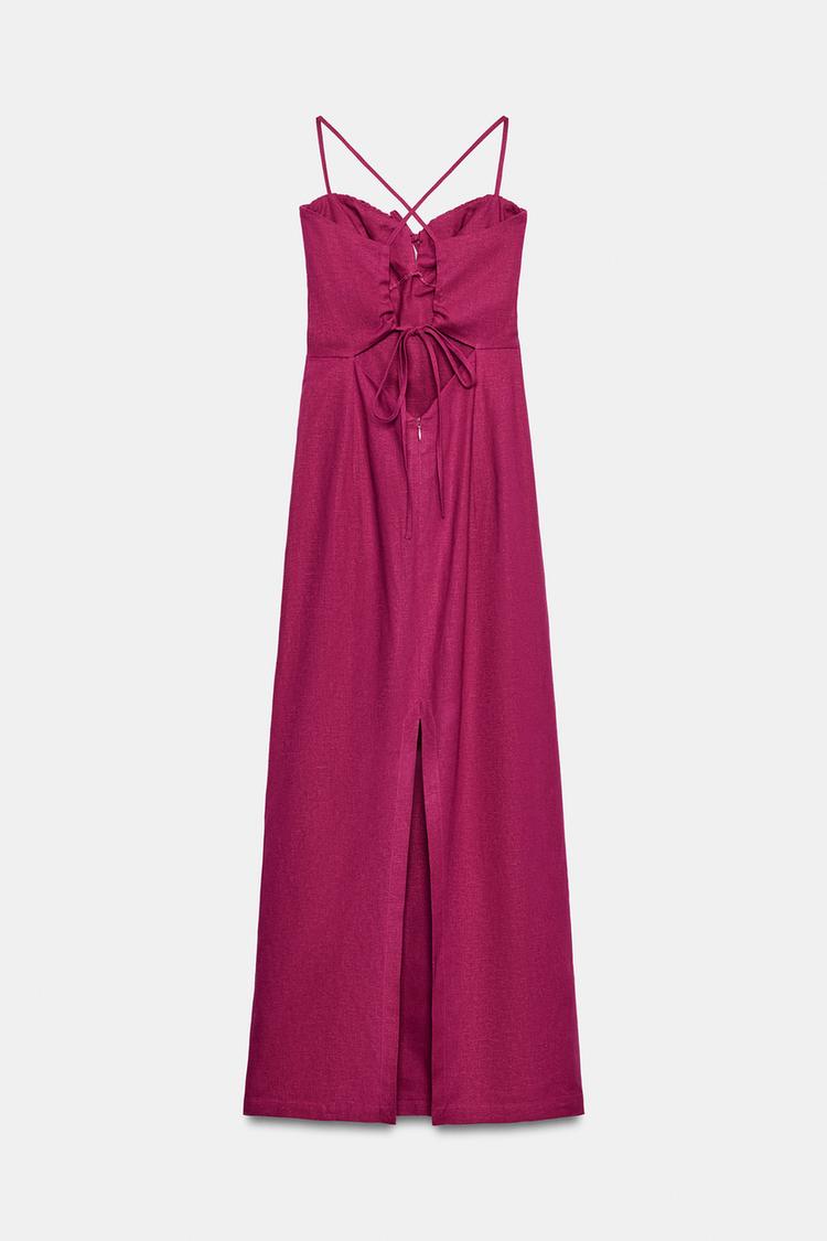 ROBE MIDI À BRETELLES AVEC LIN