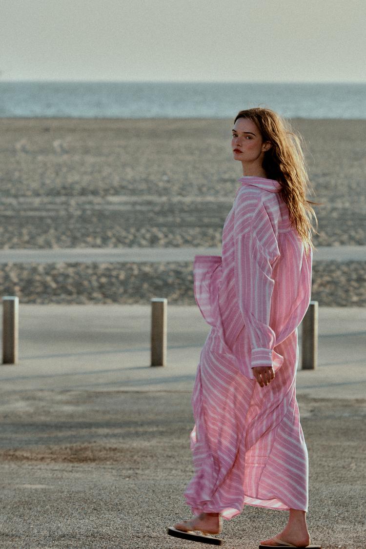 CHEMISE RAYURES OVERSIZE AVEC LIN