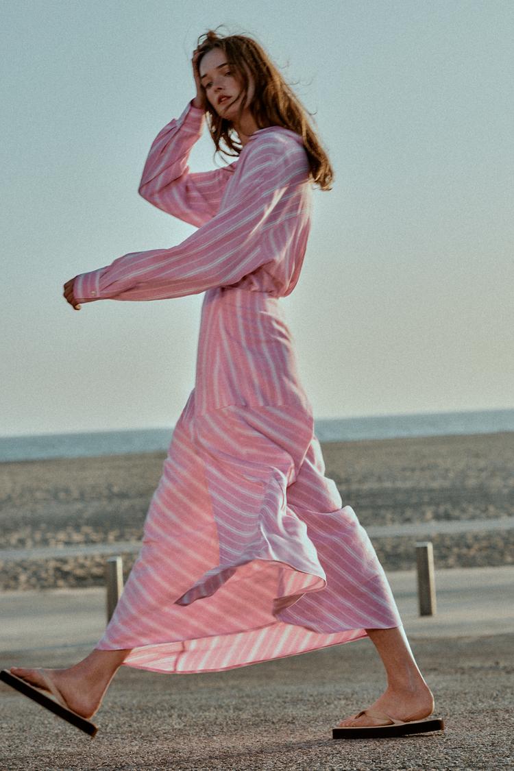 CHEMISE RAYURES OVERSIZE AVEC LIN