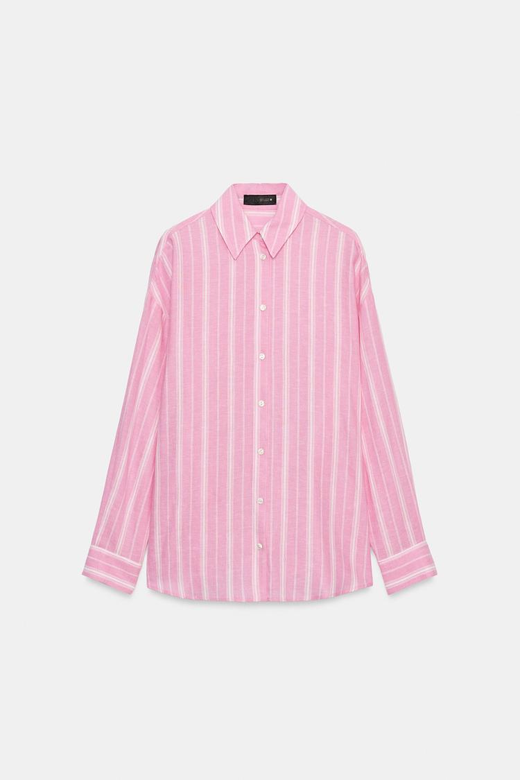 CHEMISE RAYURES OVERSIZE AVEC LIN