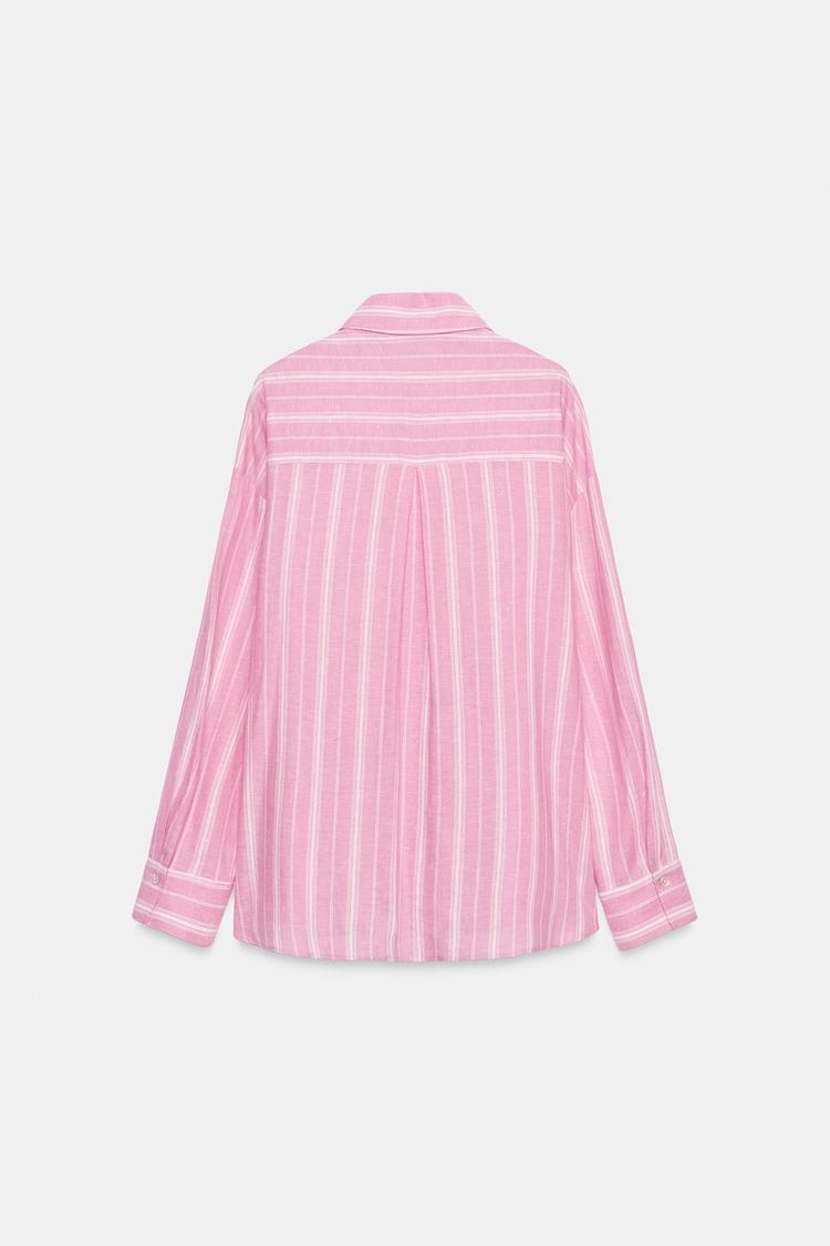 CHEMISE RAYURES OVERSIZE AVEC LIN