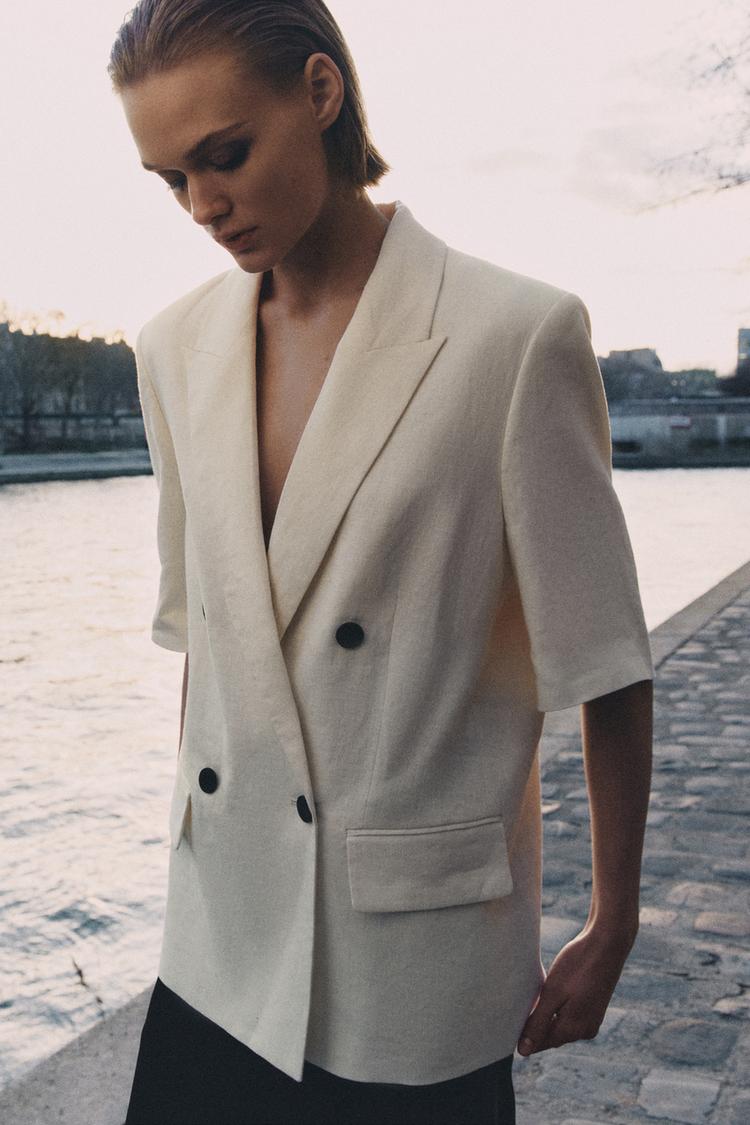 VESTE EN LIN À MANCHES COURTES ZW COLLECTION