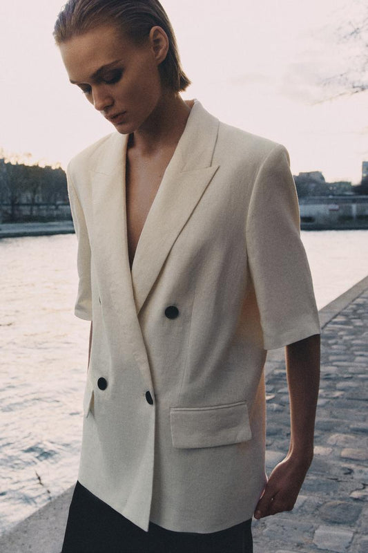 VESTE EN LIN À MANCHES COURTES ZW COLLECTION