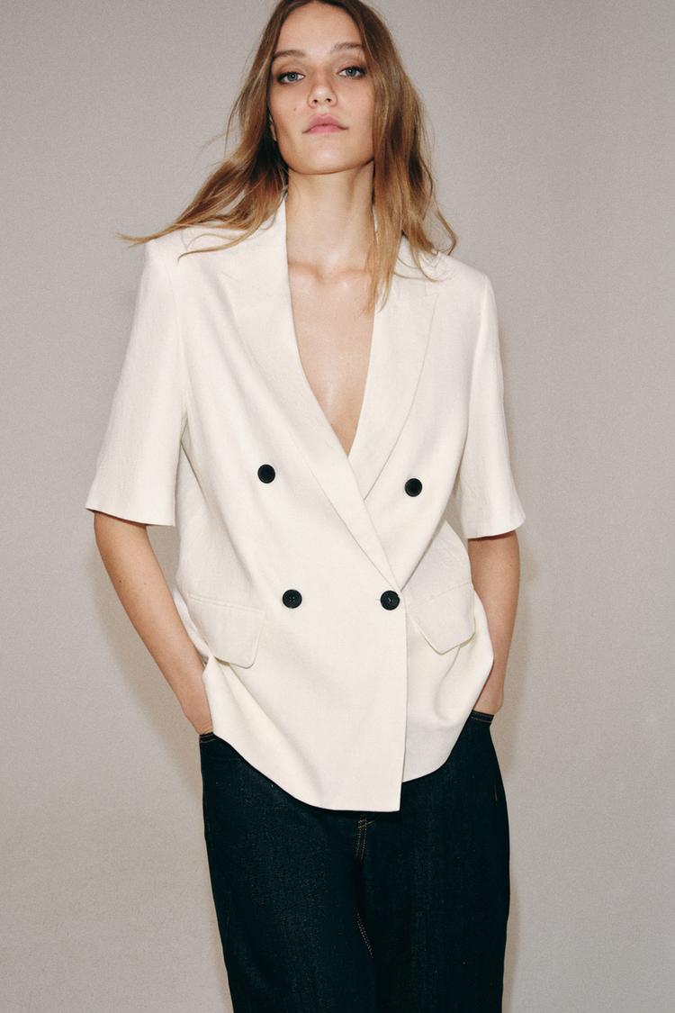 VESTE EN LIN À MANCHES COURTES ZW COLLECTION