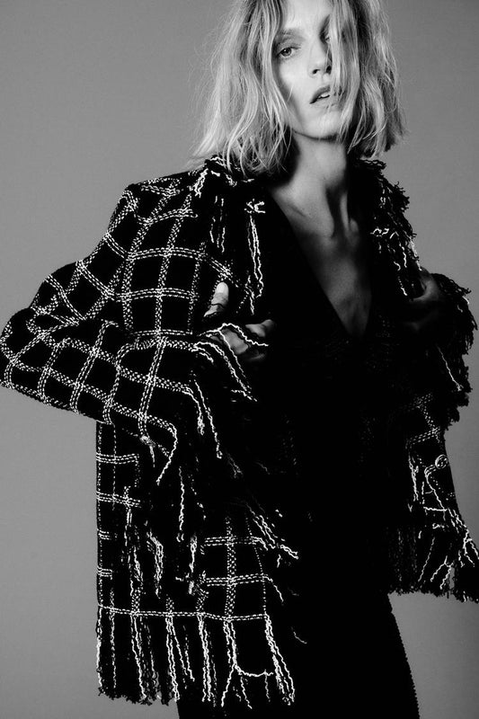 VESTE À CARREAUX FRANGES ZW COLLECTION