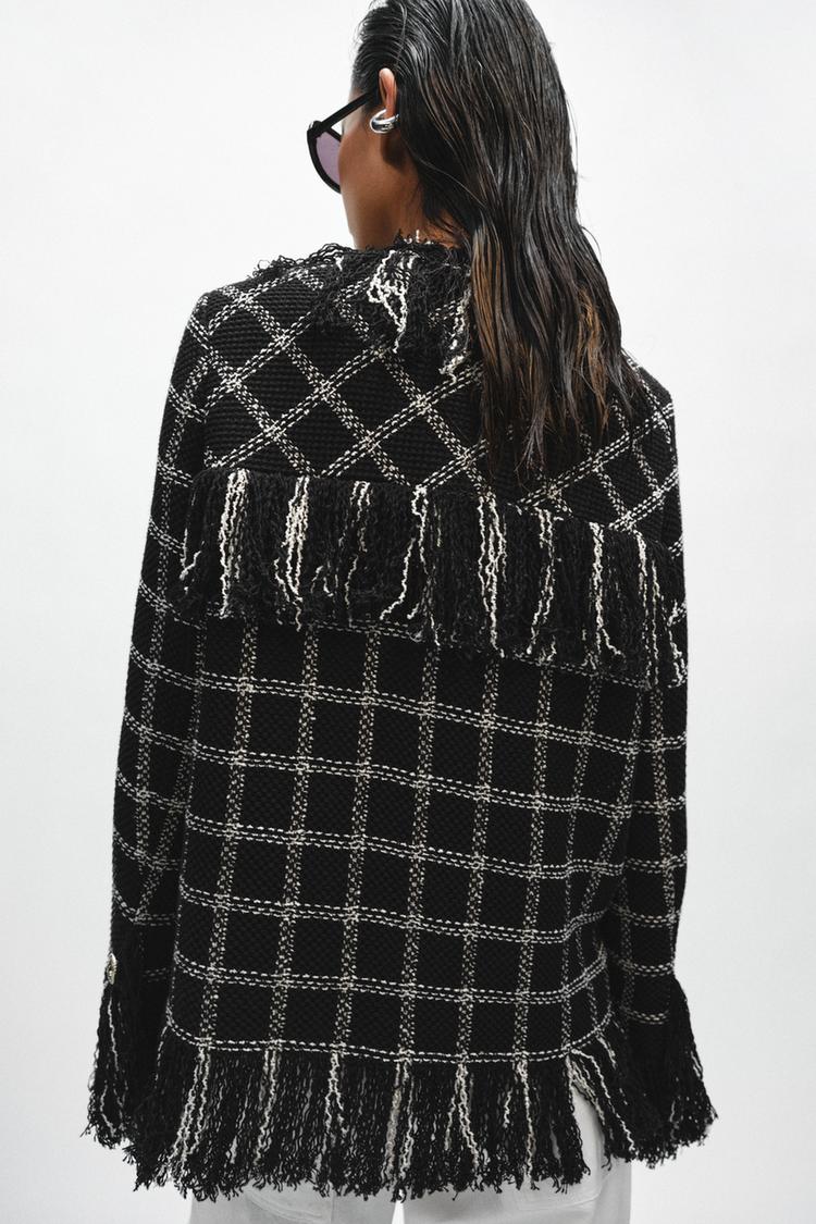 VESTE À CARREAUX FRANGES ZW COLLECTION