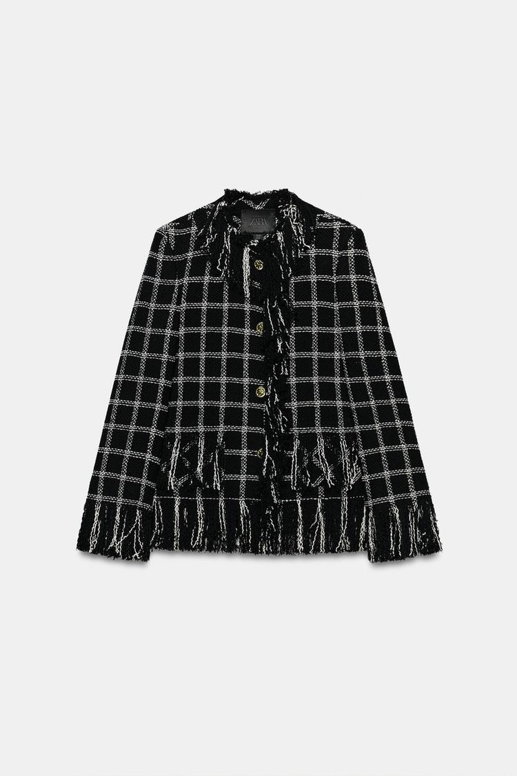 VESTE À CARREAUX FRANGES ZW COLLECTION
