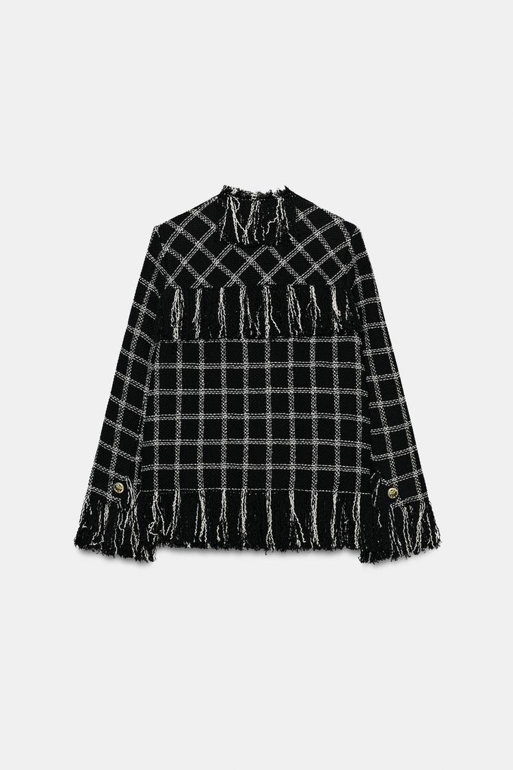 VESTE À CARREAUX FRANGES ZW COLLECTION