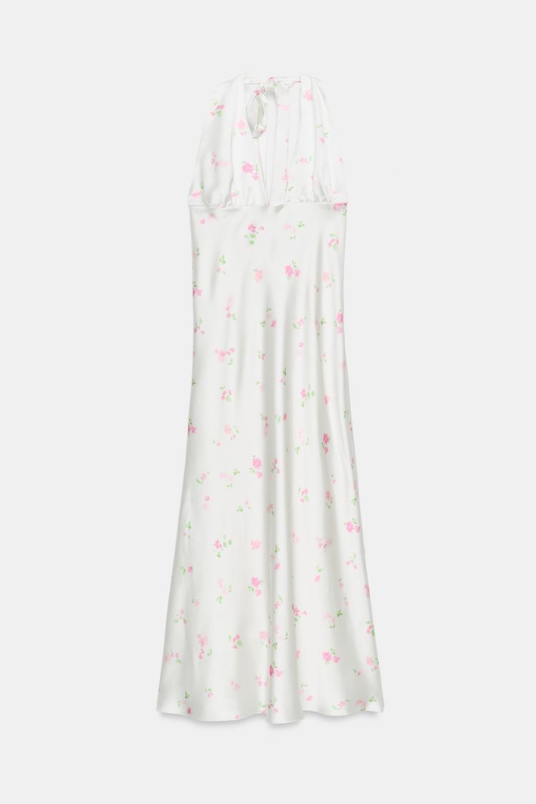 ROBE MIDI SATINÉE À FLEURS