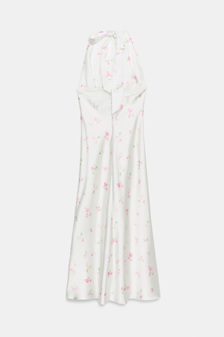 ROBE MIDI SATINÉE À FLEURS