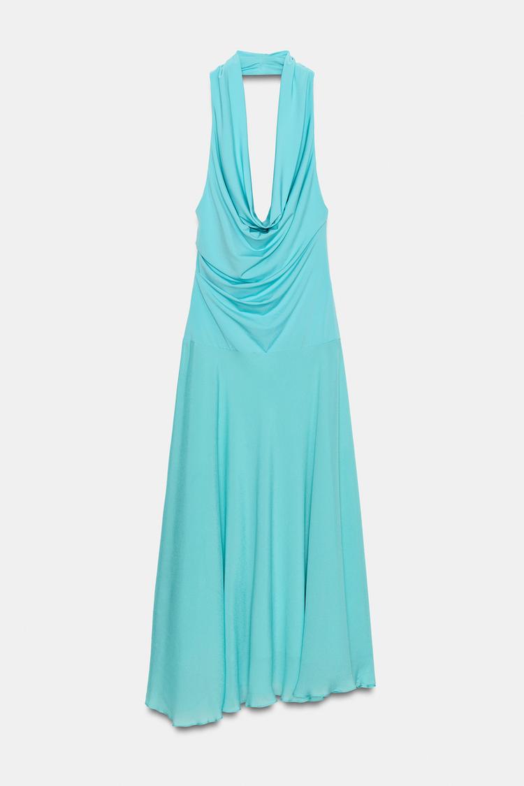 ROBE MI-LONGUE HALTER BIMATIÈRE