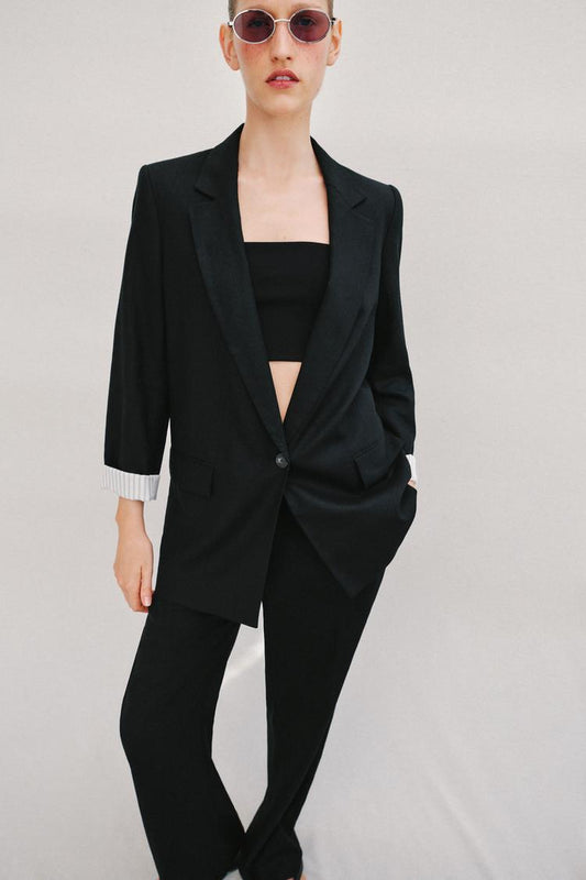 PANTALON DROIT AVEC LIN