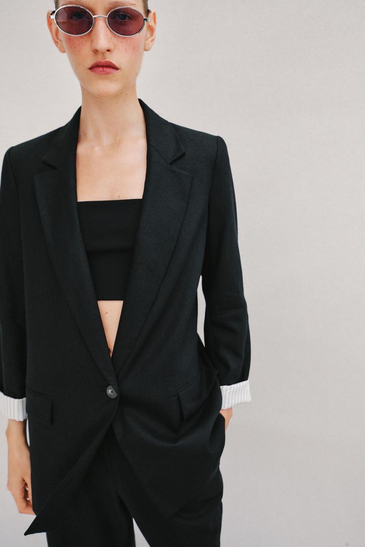 VESTE AVEC LIN À MANCHES RETROUSSÉES (Copie)