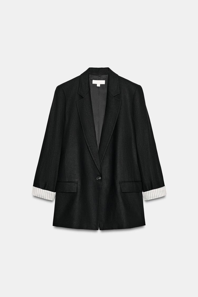 VESTE AVEC LIN À MANCHES RETROUSSÉES